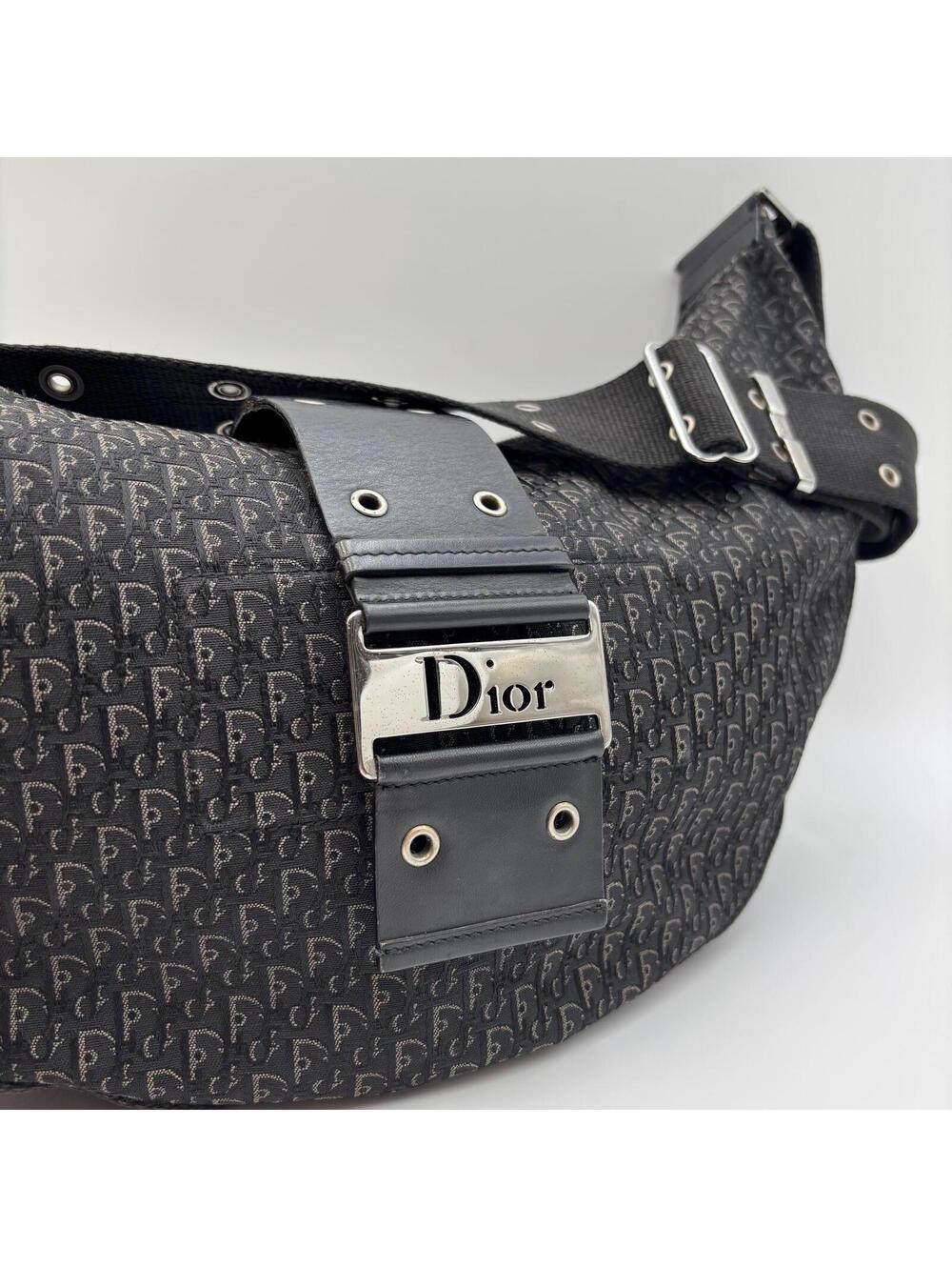 Christian Dior Vintage Black Diorissimo Monogram Saddle Messenger Shoulder Bag - Picture 2 of 13